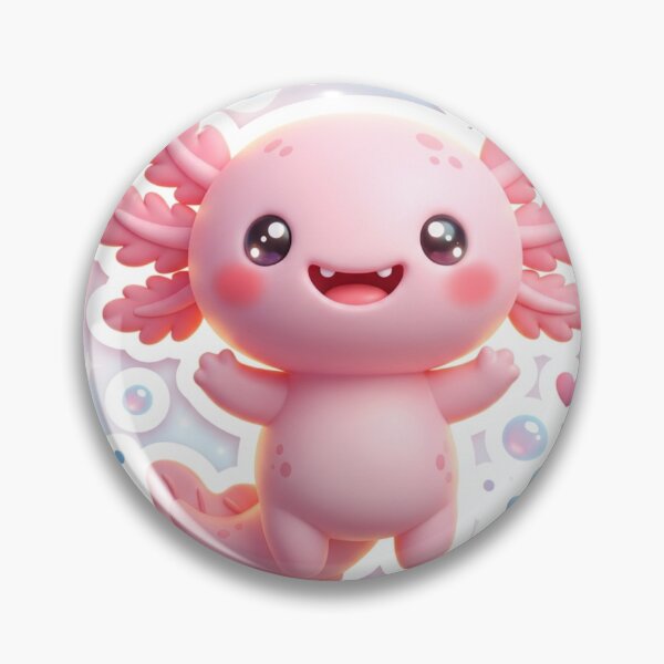 Artikelvorschau, Niedlicher Axolotl lächelnder Kawaii 3D-Aufkleber entworfen und verkauft von MiniPrintMagic.