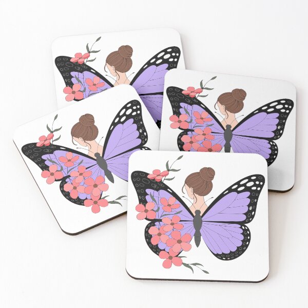 Item preview, Butterfly Girl Aesthetic Floral Wings Feminine Art Illustration Minimal Design designed and sold by VineVibe16Studio.
