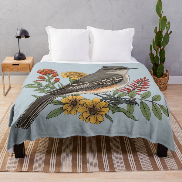 Item preview, Say's Phoebe Flycatcher Perched Among Colorful Desert Wildflowers Bird Art designed and sold by BirdsnStuff.