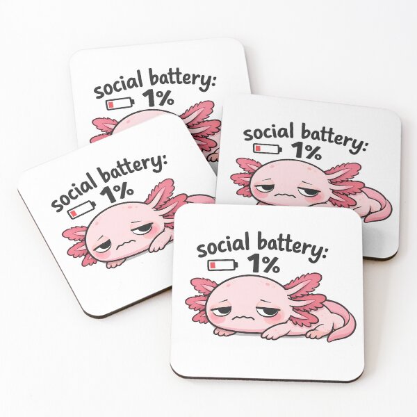 Item preview, Social Battery 1% Axolotl Sticker Cute Introvert Meme Kawaii designed and sold by RAgustinusM17.