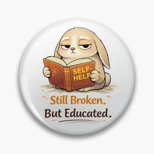 Item preview, Still Broken. But Educated. — Self-Help Bunny Sticker designed and sold by Gentlestate.