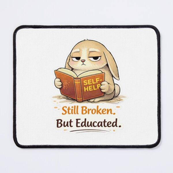 Item preview, Still Broken. But Educated. — Self-Help Bunny Sticker designed and sold by Gentlestate.