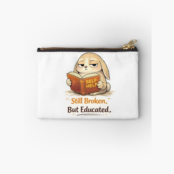 Item preview, Still Broken. But Educated. — Self-Help Bunny Sticker designed and sold by Gentlestate.