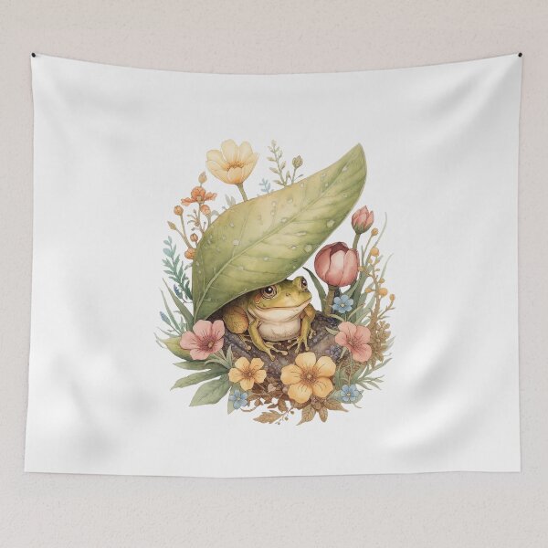 Item preview, Frog and flowers designed and sold by uunaa.