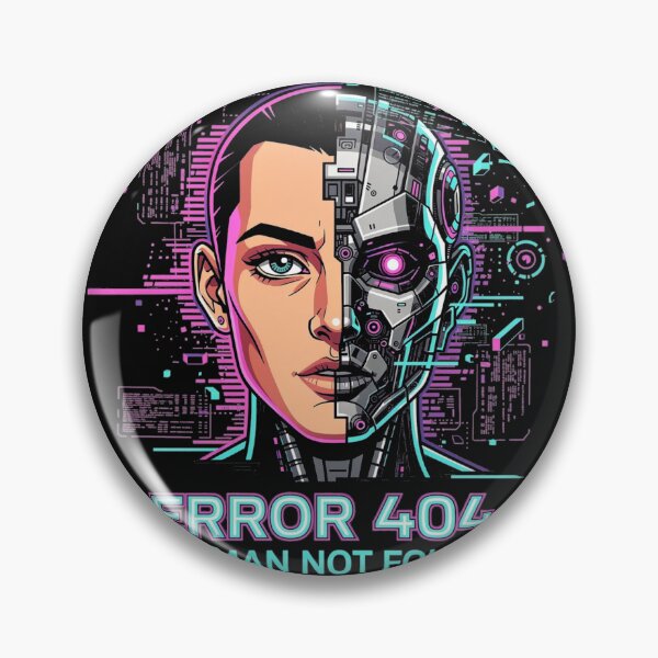 Item preview, Error 404 Human Not Found – Cyberpunk AI Android Design designed and sold by KPDesignLab.