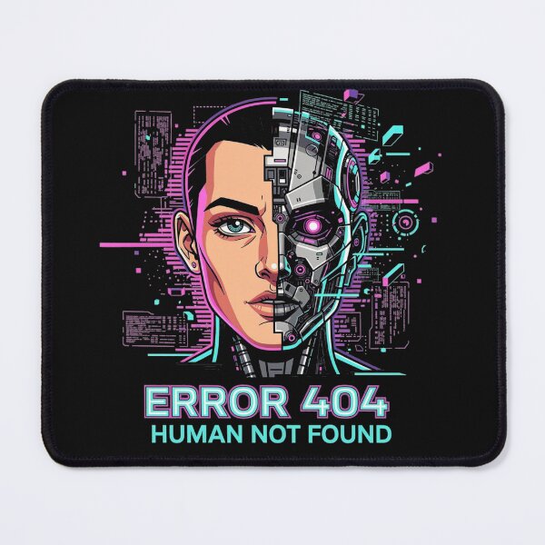 Item preview, Error 404 Human Not Found – Cyberpunk AI Android Design designed and sold by KPDesignLab.