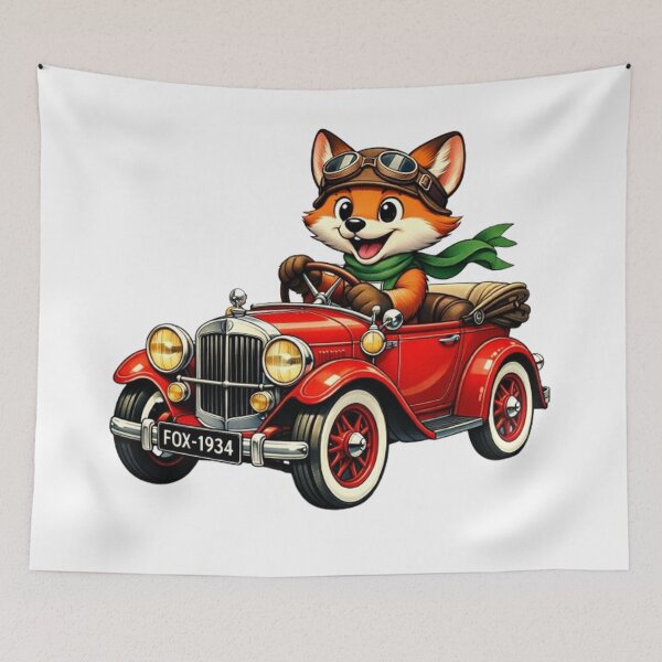 Item preview, Fox Pilot in a Vintage Red Convertible 1934 designed and sold by CHRIST5000.