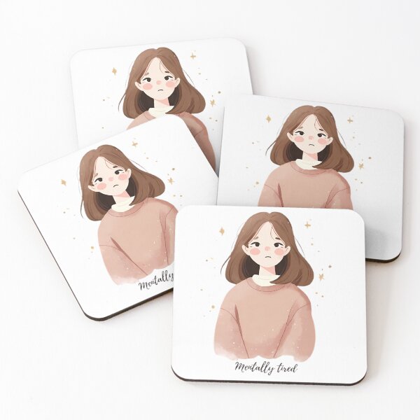 Item preview, Mentally Tired – Soft & Pastel Girl Aesthetic Illustration designed and sold by PoenyL1rosy.
