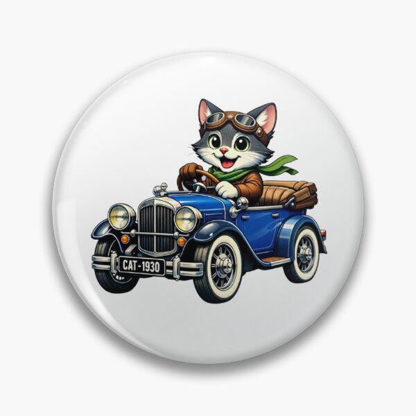 Artikelvorschau, Katzenpilot in einem blauen Oldtimer-Cabriolet aus den 1930er Jahren entworfen und verkauft von CHRIST5000.
