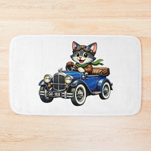 Item preview, Cat Pilot in a Vintage 1930s Blue Convertible Car designed and sold by CHRIST5000.