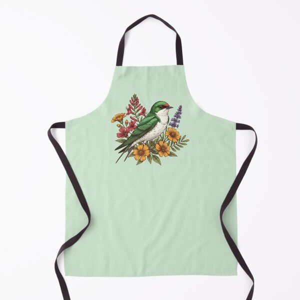 Item preview, Violet-Green Swallow Perched Among Bold Colorful Wildflowers Bird Art Design designed and sold by BirdsnStuff.