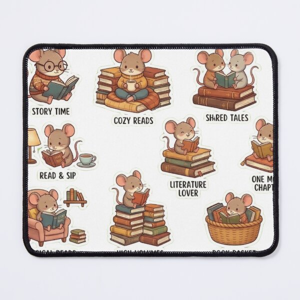 Item preview, Cozy Reading Mouse Sticker Pack - Cute Bookish Library Mice Aesthetic designed and sold by AkDesign022.