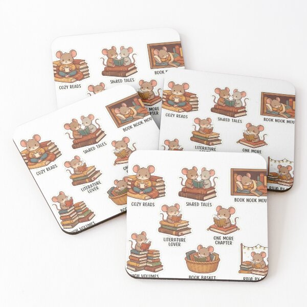 Item preview, Cozy Reading Mouse Sticker Pack - Cute Bookish Library Mice Aesthetic designed and sold by AkDesign022.