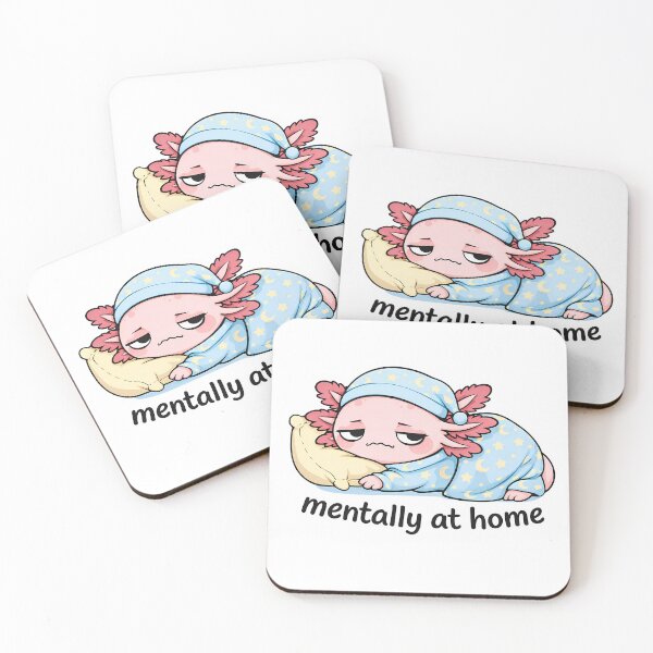 Item preview, Mentally At Home Axolotl Sticker Cute Cozy Introvert Kawaii designed and sold by RAgustinusM17.