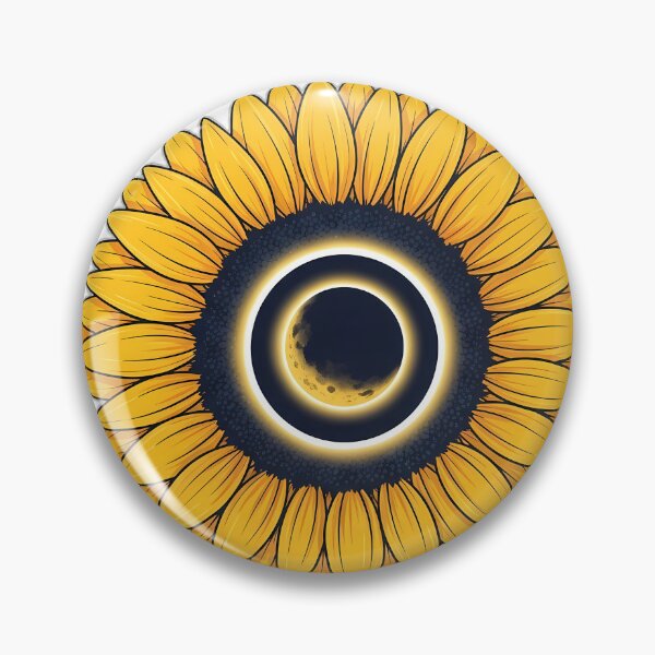 Item preview, Radiant Sunflower Eclipse Badge designed and sold by pumsquare.