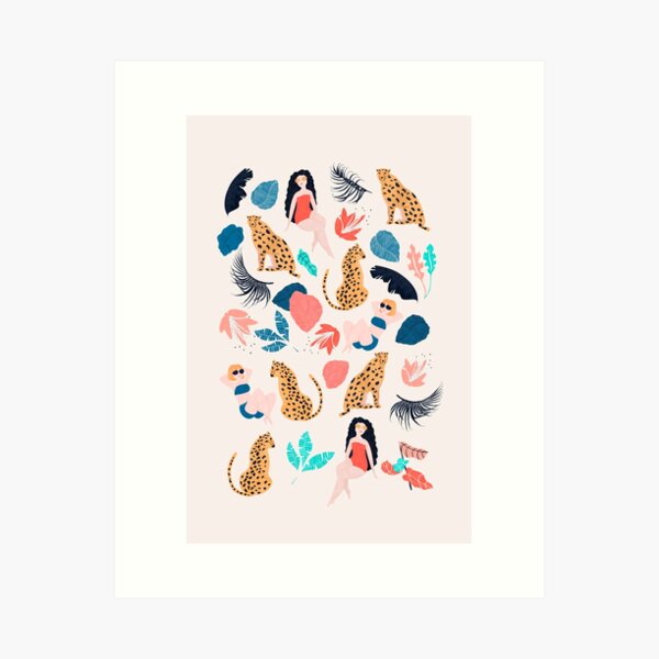 Tropical girls and Cheetah Art Print