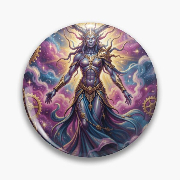 Item preview, Cosmic deity surrounded by golden gears and swirling nebula energy designed and sold by FotoworldEdel.