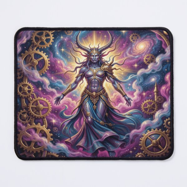 Item preview, Cosmic deity surrounded by golden gears and swirling nebula energy designed and sold by FotoworldEdel.