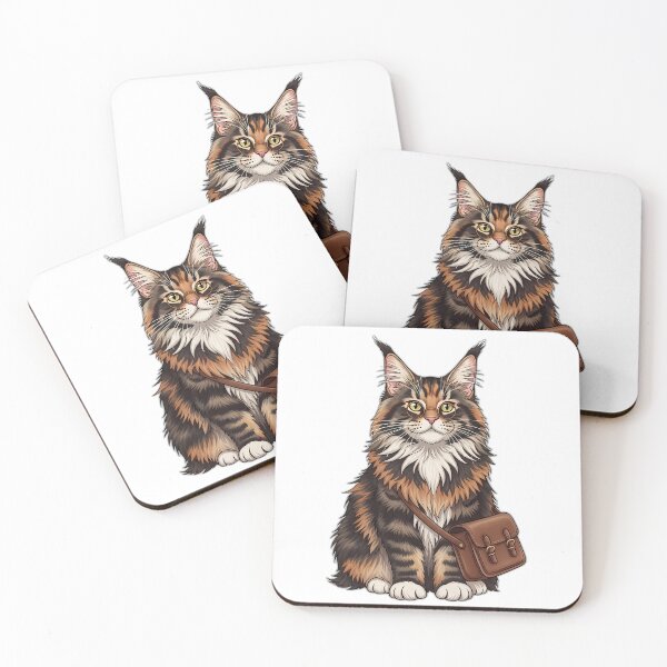 Item preview, Maine Coon Scholar Cat With Tiny Satchel designed and sold by pumsquare.