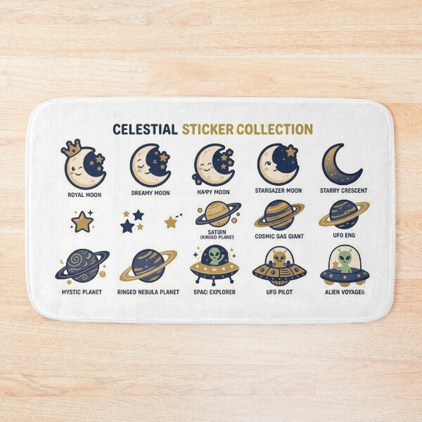 Item preview, Celestial Moon and Space Sticker Pack - Cute Gold & Navy Galaxy Aesthetic designed and sold by AkDesign022.