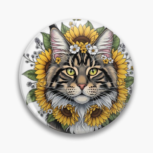 Item preview, Maine Coon Sunflower Mane Portrait designed and sold by pumsquare.