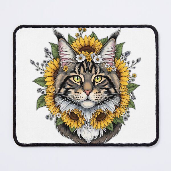 Item preview, Maine Coon Sunflower Mane Portrait designed and sold by pumsquare.