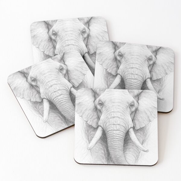Item preview, Majestic Elephant Pencil Sketch – Black and White Wildlife Portrait | Detailed Graphite Animal Art designed and sold by Leon Woods Pencil Art.