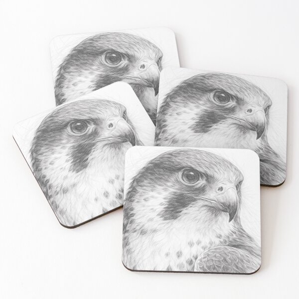 Item preview, Peregrine Falcon Pencil Sketch – Black and White Bird of Prey Portrait | Detailed Graphite Wildlife Art designed and sold by Leon Woods Pencil Art.