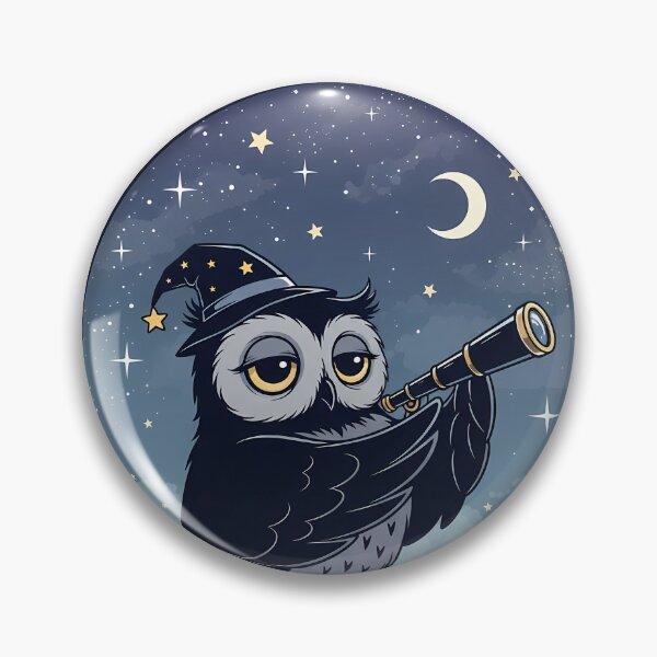 Item preview, Sleepy Owl Stargazer Emblem designed and sold by pumsquare.
