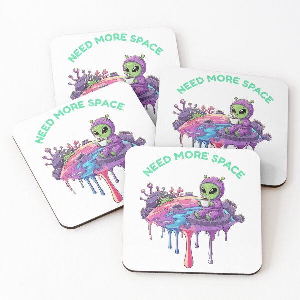 Item preview, Need More Space - Cute Alien Drinking Coffee in Galaxy Art designed and sold by Orbit Design Co..