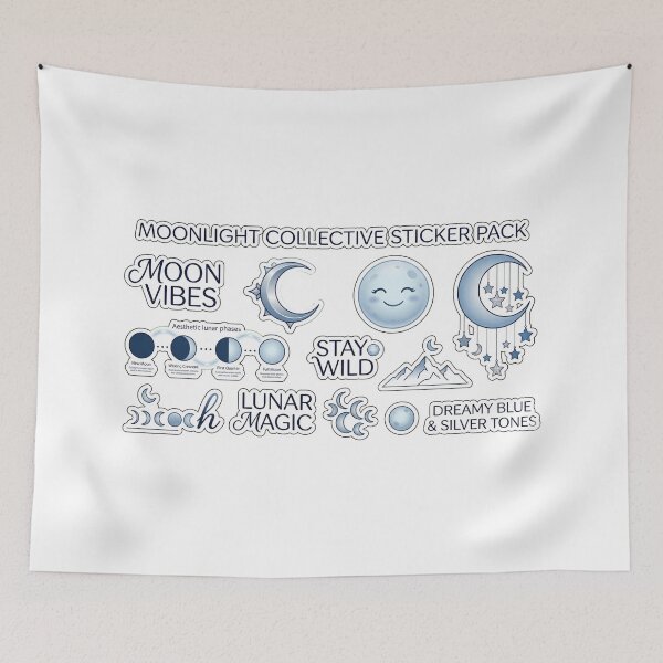 Item preview, Moonlight Magic Sticker Pack - Aesthetic Blue Lunar Phases and Moon Vibes designed and sold by AkDesign022.