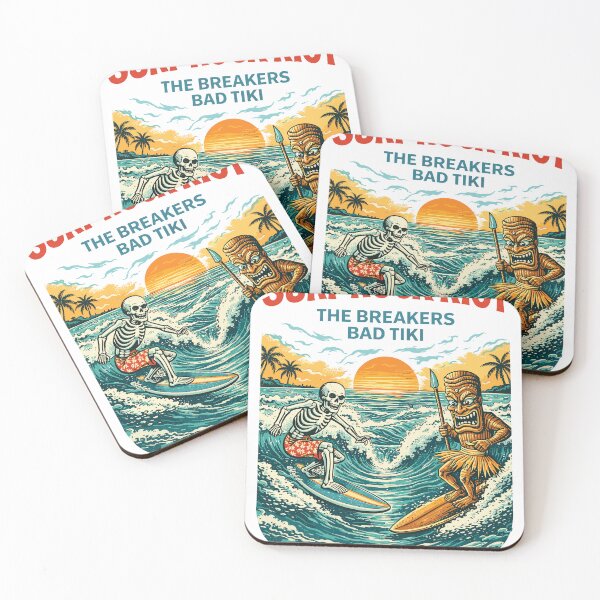Item preview, Surf Rock Riot Tiki Skeleton Surfing designed and sold by Matinez Pink.