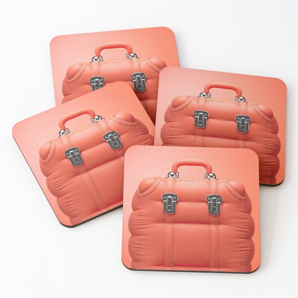 Item preview, Conceptual orange puffer suitcase on a podium.  designed and sold by PEUCETA-BA.