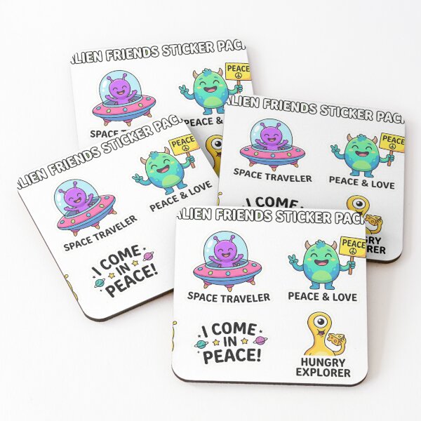 Item preview, Cute Alien Friends Sticker Pack - Kawaii Space Galaxy Explorers Art designed and sold by AkDesign022.