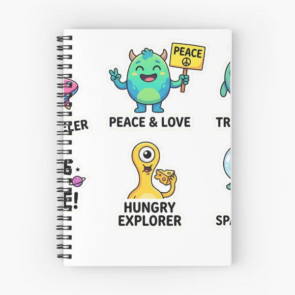 Item preview, Cute Alien Friends Sticker Pack - Kawaii Space Galaxy Explorers Art designed and sold by AkDesign022.