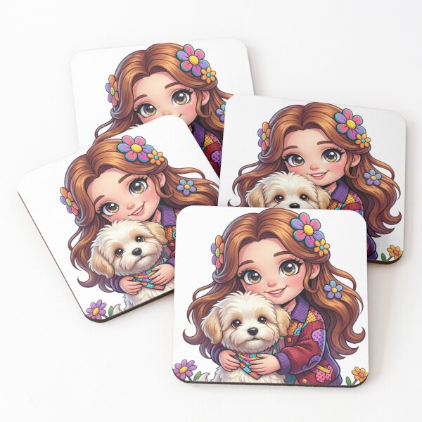 Item preview, The girl and the puppy designed and sold by PP&RAINBOW SHOP.
