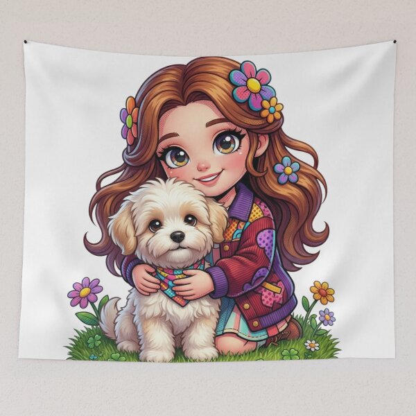 Item preview, The girl and the puppy designed and sold by PP&RAINBOW SHOP.