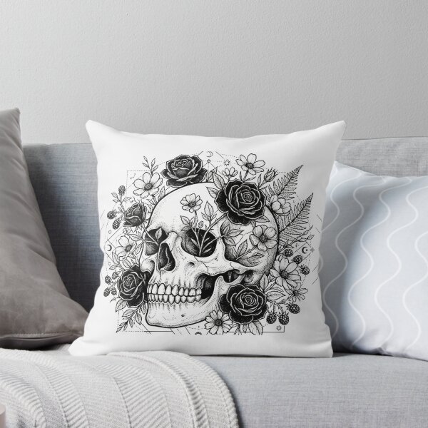 Item preview, ​Gothic Floral Skull - Botanical Dark Art Illustration designed and sold by FIRASs19.