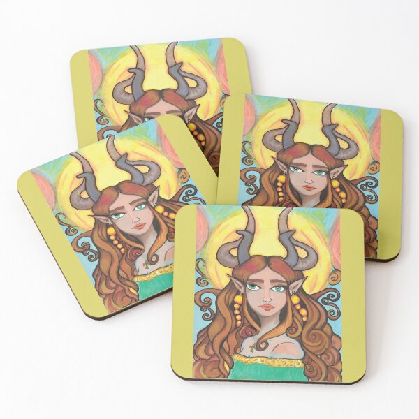 Item preview, Fantasy woman with horns designed and sold by LauraCoxArt.