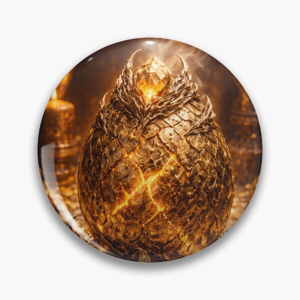 Item preview, Golden Dragon Egg – Ancient Mystical Egg, Lava Cracked, Fantasy, Magic Artifact, Dark Fantasy Scene, Glowing Egg, Cinematic Fantasy Illustration designed and sold by DrakariArt.