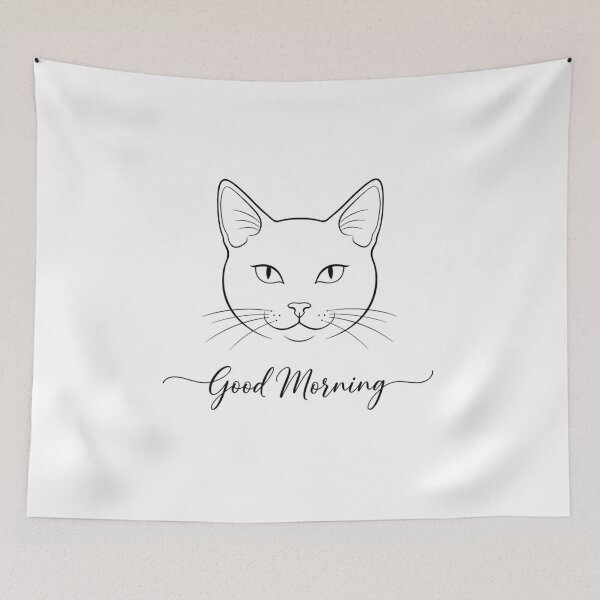 Item preview, Elegant Cat line art / Good Morning design. designed and sold by The lucky Hippy.