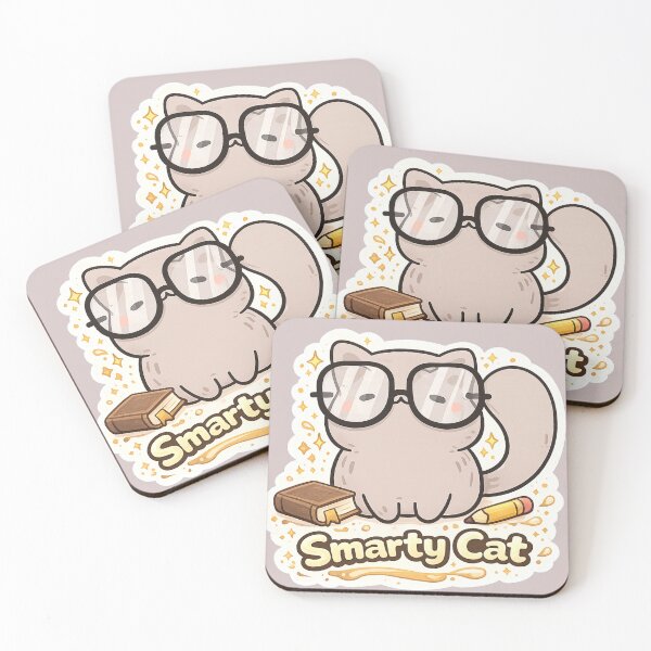 Item preview, Smarty Cat Cute Nerd Cat Sticker | Funny Smart Cat Cartoon | Book Lover Cat Gift | Study Motivation Kawaii Cat Design designed and sold by sumodesign.
