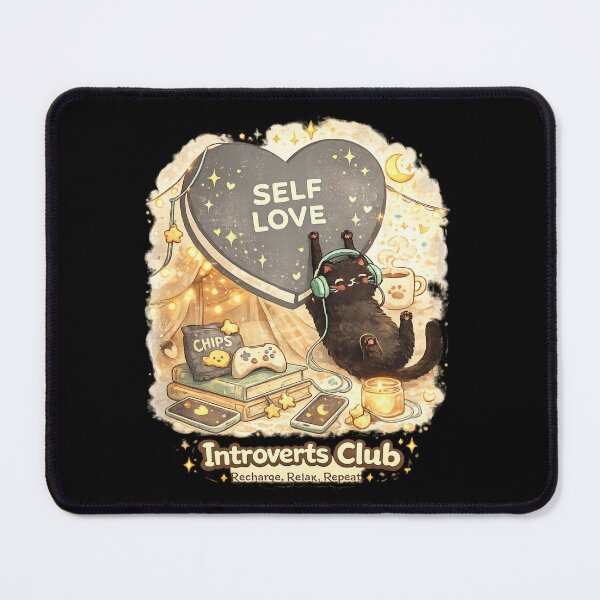 Item preview, Introverts Club Self Love Cat Sticker | Cozy Introvert Aesthetic | Cute Relaxing Cat with Headphones | Mental Health & Self Care Design designed and sold by sumodesign.