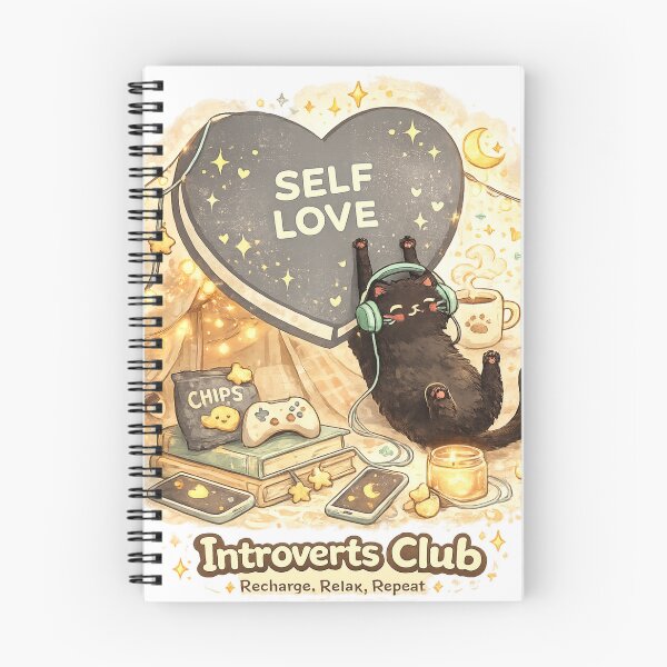 Item preview, Introverts Club Self Love Cat Sticker | Cozy Introvert Aesthetic | Cute Relaxing Cat with Headphones | Mental Health & Self Care Design designed and sold by sumodesign.