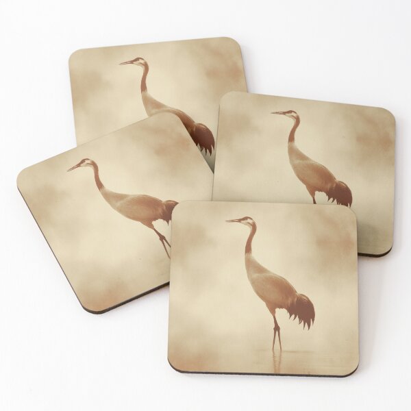 Item preview, Japanese Crane Art Print | Golden Sepia Ink Wash | Wabi-Sabi Wall Decor | Minimalist Japanese Aesthetic designed and sold by yugenprint.