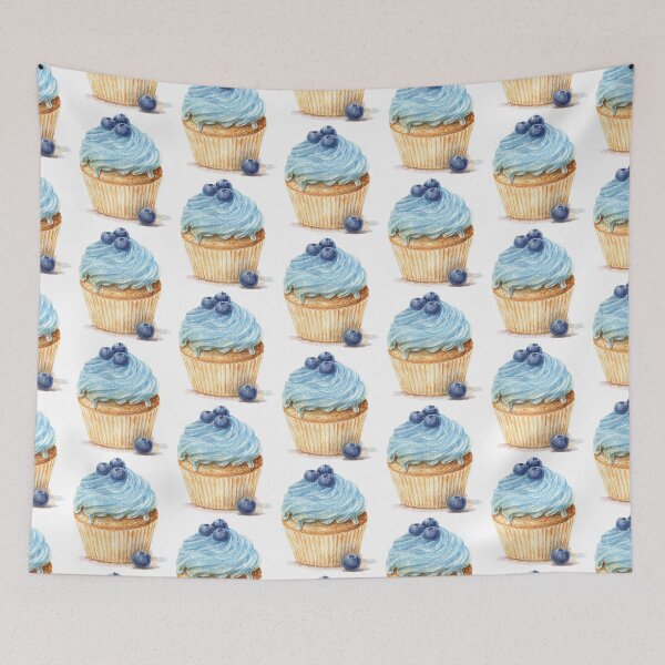 Item preview, Blue Cupcake Blueberry Cream Cute Dessert Aesthetic designed and sold by AlisaArtDecor.