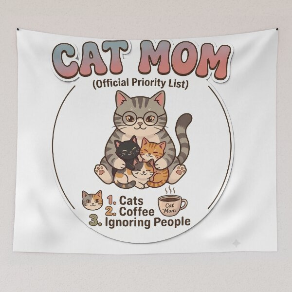 Item preview, Funny Cat Mom Priority List Sticker designed and sold by TenaD.