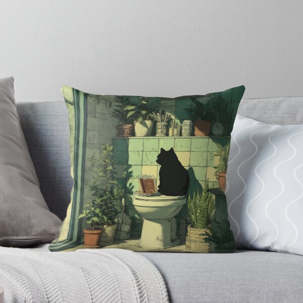Item preview, Black Cat Reading on a Toilet – The Secret Life of Cats designed and sold by Erika Kaisersot.