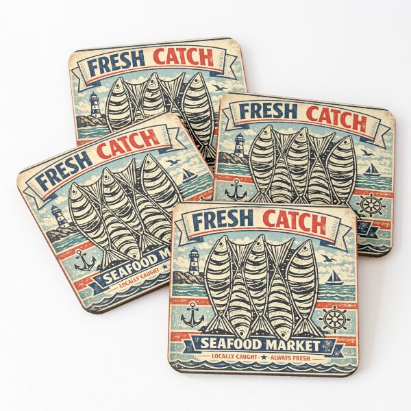 Item preview, Coastal - Fish Market - Seafood - Mackerel - Retro Nautical  - Vintage  designed and sold by Deas Creations.
