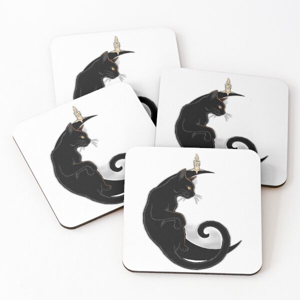 Item preview, Black Cat Crescent Candle Crest designed and sold by IllumeInk.